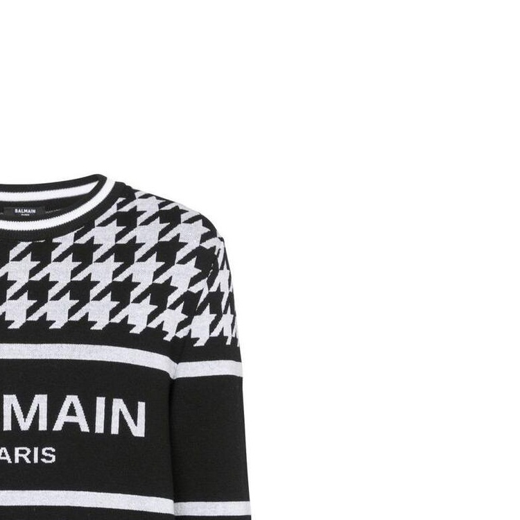 Мужской худи BALMAIN Houndstooth (черный) — фото 3
