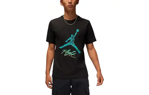 Jordan T Shirts Men's Black Crew Neck Moderate Straight Fit