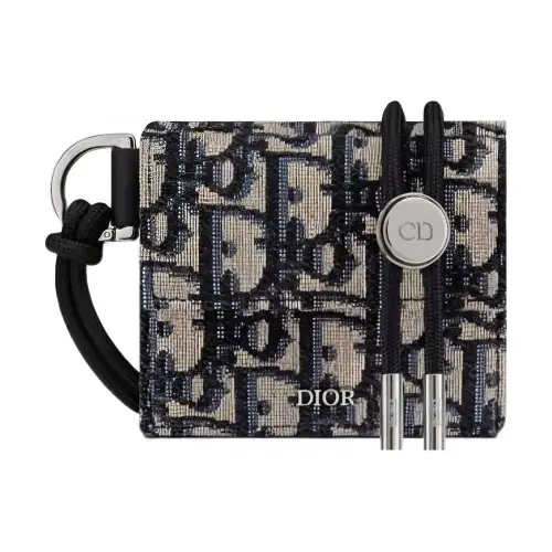 DIOR Jacquard Wallet Men's Black/Beige