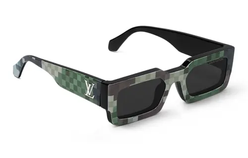 LOUIS VUITTON Clash Metal Acetate Rectangular Sunglasses Men's Green