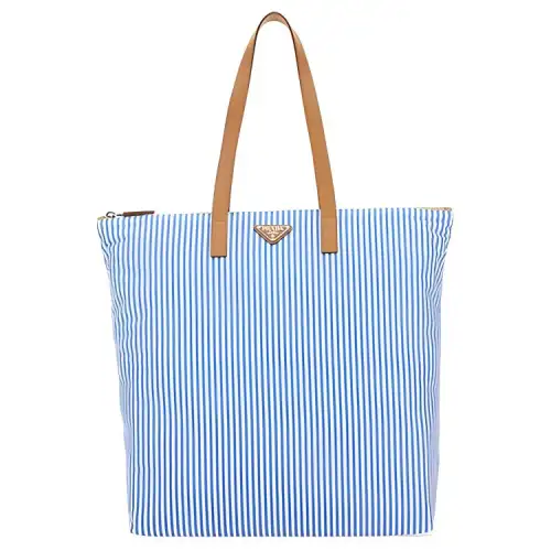 PRADA Leather Detail Tote Bag, Shopping Bag, Shoulder Bag, Handbag Regular Men's Blue/White