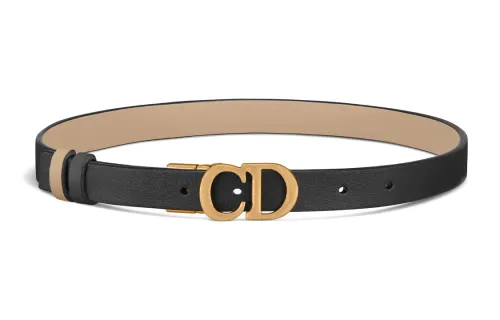 DIOR Calfskin Leather Belts Women's Black Width 2cm