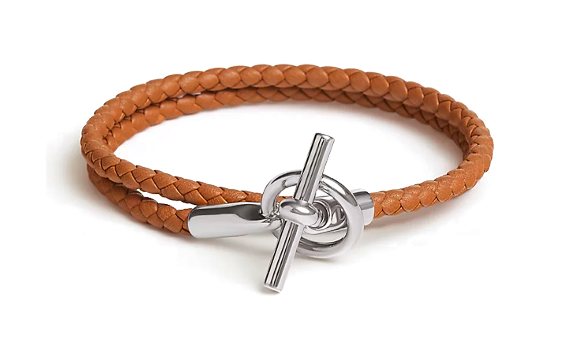 HERMES Glenan Leather Bracelets Women's Brown