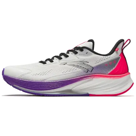 ANTA Running Shoes Men Low-Top Papyrus White/Grass Purple/Candy Red