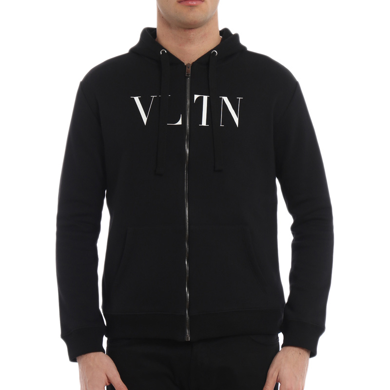 Мужское худи Valentino Zip Sweatshirt (черное) — фото 2