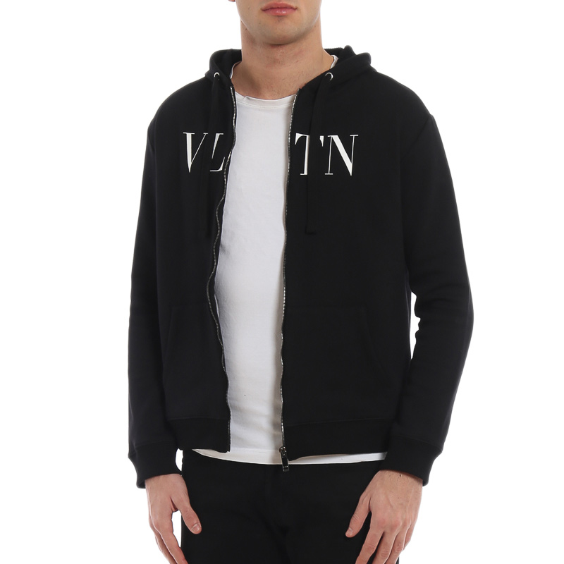 Мужское худи Valentino Zip Sweatshirt (черное) — фото 4