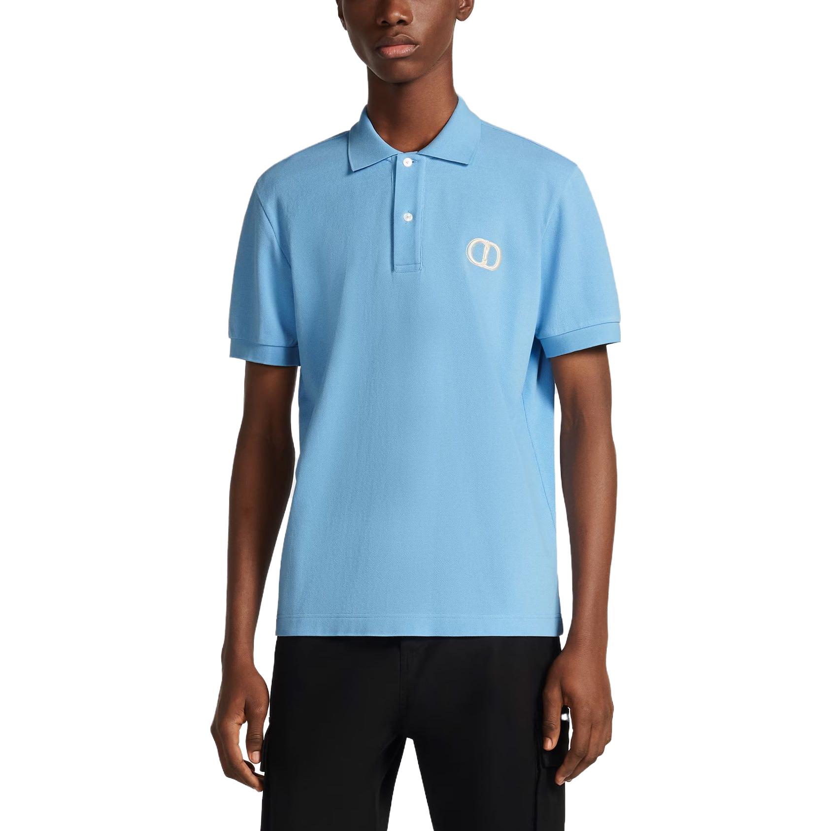 Мужская футболка-поло Dior SS23 Logo Polo (синяя) — фото 2