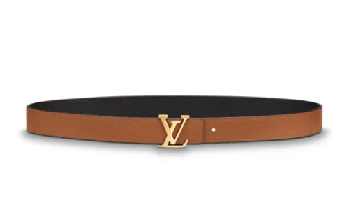 LOUIS VUITTON Initiales Leather Belts Unisex Brown/Black Width 3cm