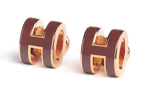 HERMES POP H Metal Earrings Women's