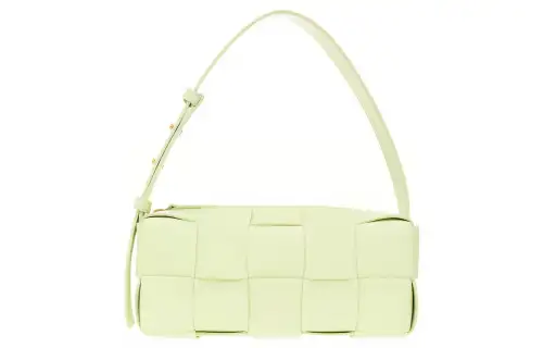 Bottega Veneta Brick Casstte Sheepskin Waffle Bag Shoulder Bag Handbag, Shoulder Bag Small Women's Green