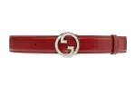 GUCCI Blondie Leather Belts Men's Red Width 4cm