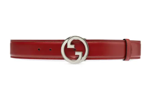 GUCCI Blondie Leather Belts Men's Red Width 4cm