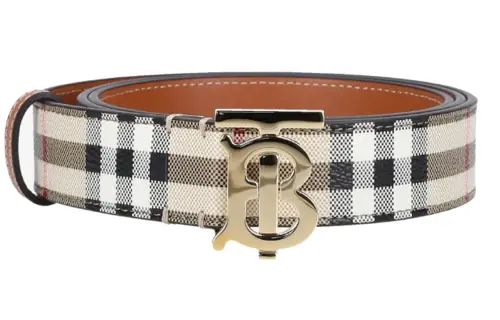 Burberry Brand Logo Smooth Buckle Leather Belts Women's White Width 3CM