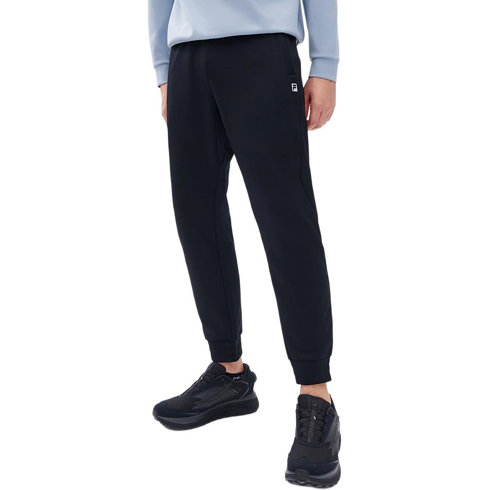 FILA Athletics Basic Fitted Solid Color Minimalist Style Fleece Lined Running Knitted Sweatpants Men’s Pitch Black