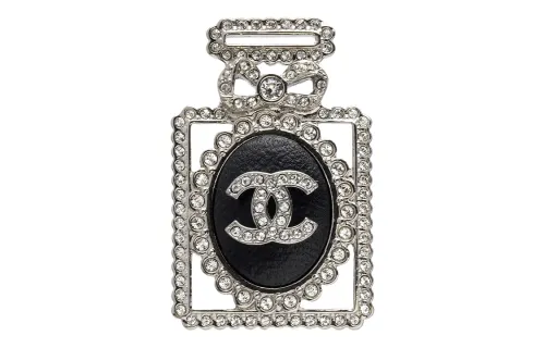 CHANEL Perfume, black brooch, women's style