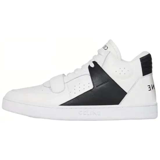 CELINE Skateboard Shoes Women's Mid-Top White Black