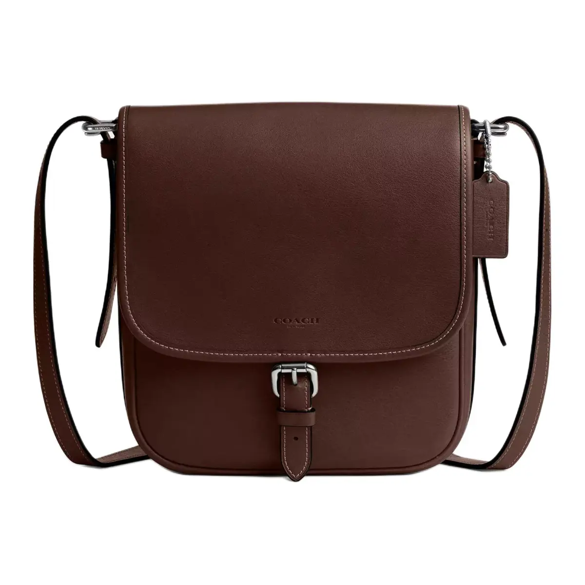 COACH Hitch Natural Grain Leather Shoulder Bag, Crossbody Bag Medium Men's Dark Brown