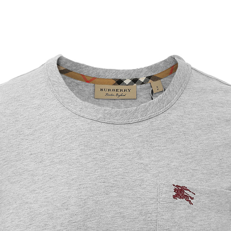 Мужская футболка Burberry Embroidered Logo (серая) — фото 3
