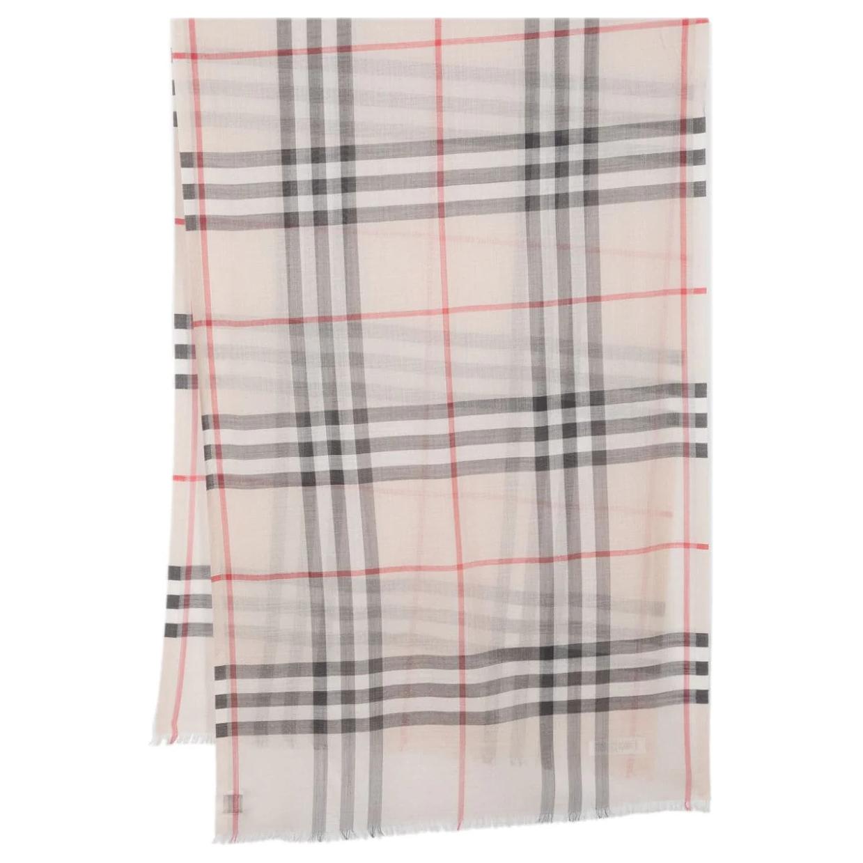 Burberry Burberry Check Pattern Wool Blended Wool Scarf Unisex Couple Style Nude Color
