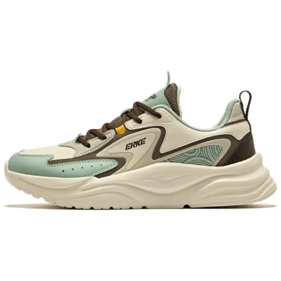 Erke Casual Shoes Men Low-Top Beige Brown Green