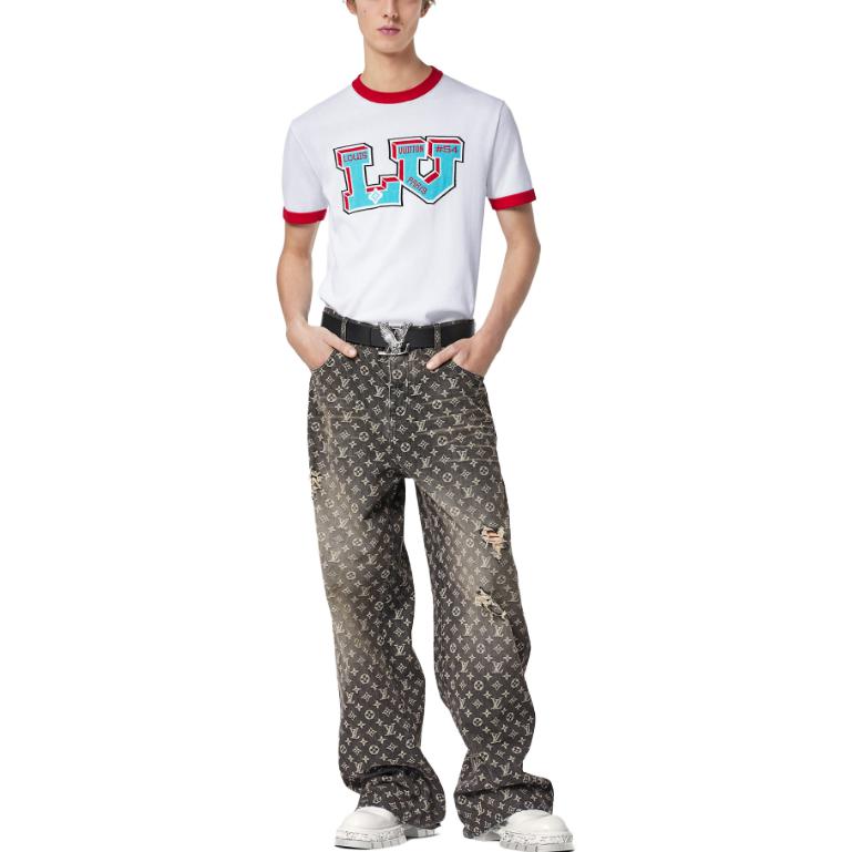 Мужская футболка Louis Vuitton LOUIS VUITTON FW22 Lvknit LogoT (бело-синяя) — фото 3