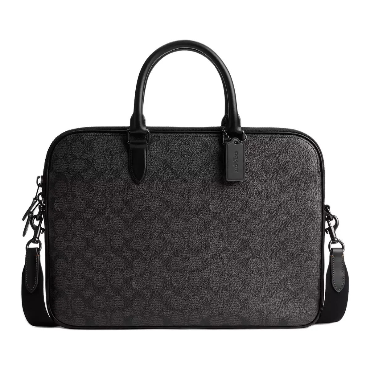 COACH Gotham Coated Canvas With Calfskin Crossbody One Shoulder Handbag Large Men's Charcoal