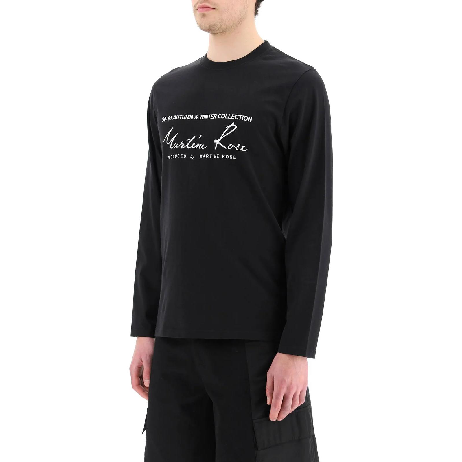 Футболка Martine Rose Logo LS T-Shirt (черная) — фото 3