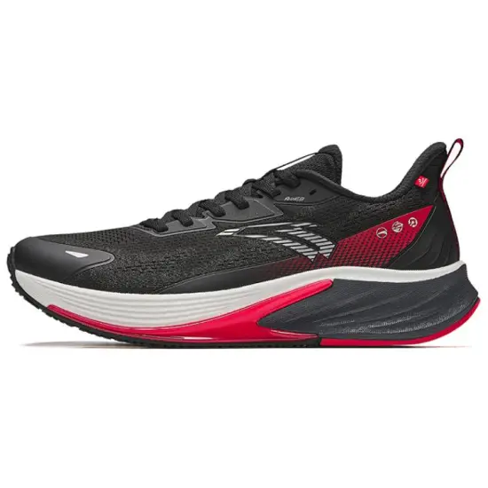 ANTA Running Shoes Men Low-Top Basic Black/Classic Red/Carbon Gray