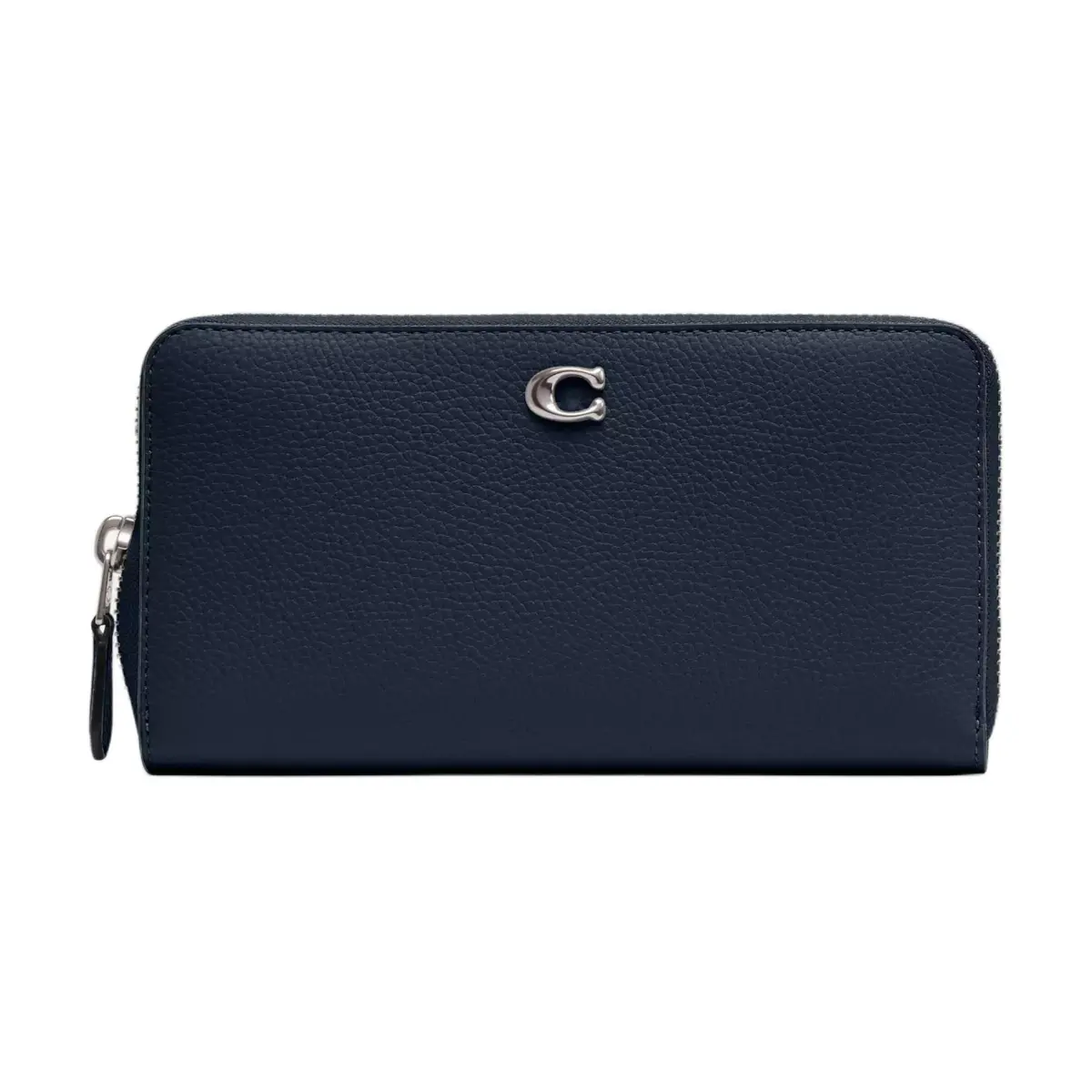COACH Accordion Zip Polished Pebble Leather Wallet Women's Dark Marine Blue