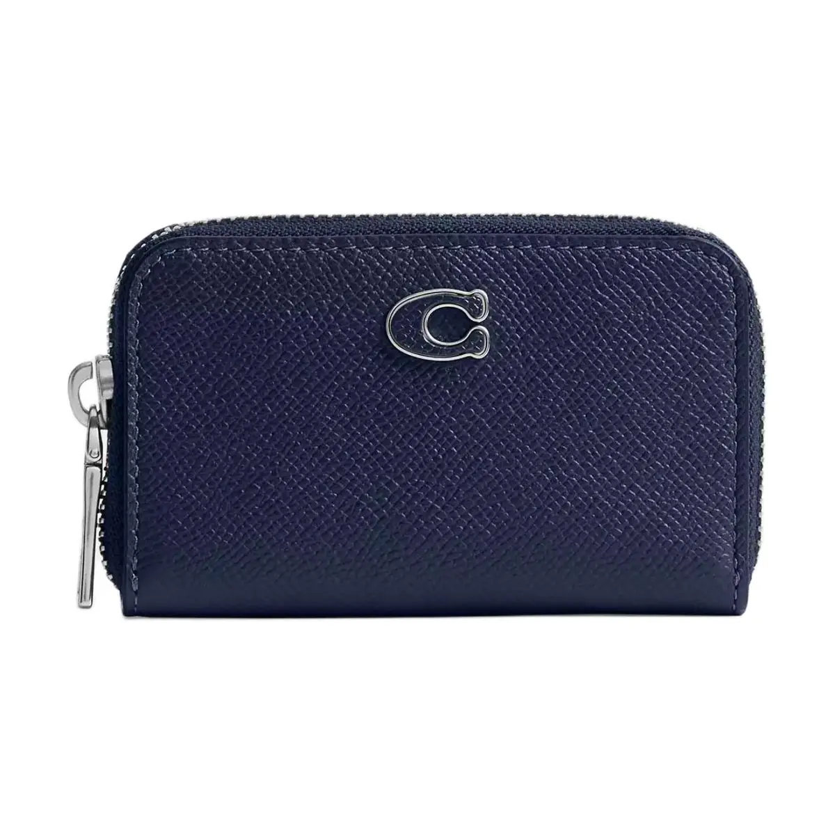 COACH Zip Around Leather Card Holder Small Women's Dark Blue