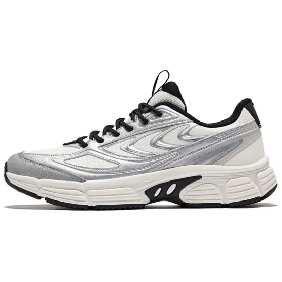 Erke Casual Shoes Men Low-Top Microcrystal White/Bright Silver