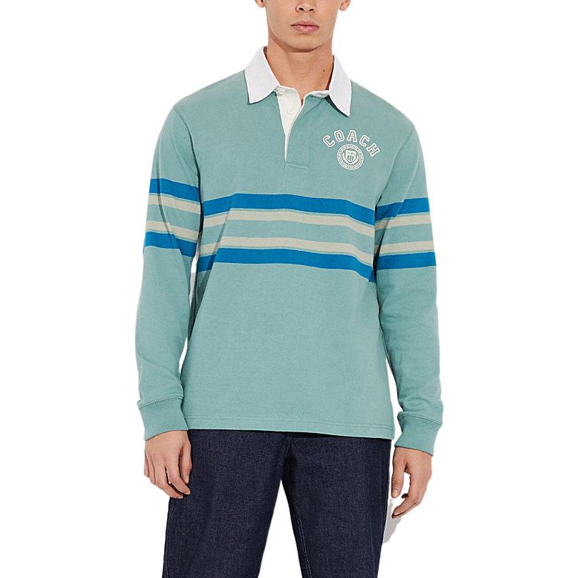 Футболка COACH SS23 LogoPolo (синяя) — фото 3