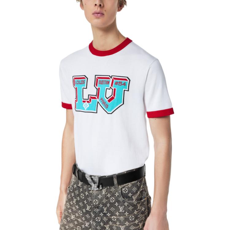 Мужская футболка Louis Vuitton LOUIS VUITTON FW22 Lvknit LogoT (бело-синяя) — фото 5