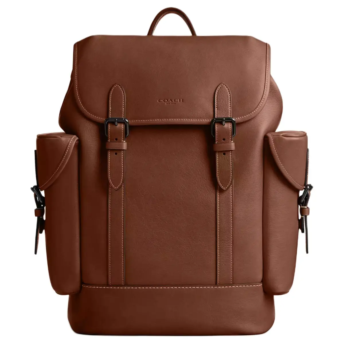 COACH Hitch Natural Grain Leather Backpack Large Men's Rosewood