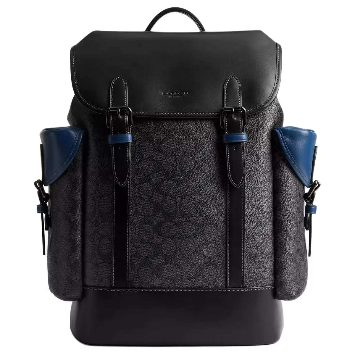 COACH Hitch Coated Canvas With Refined Calfskin Backpack Large Men's Black
