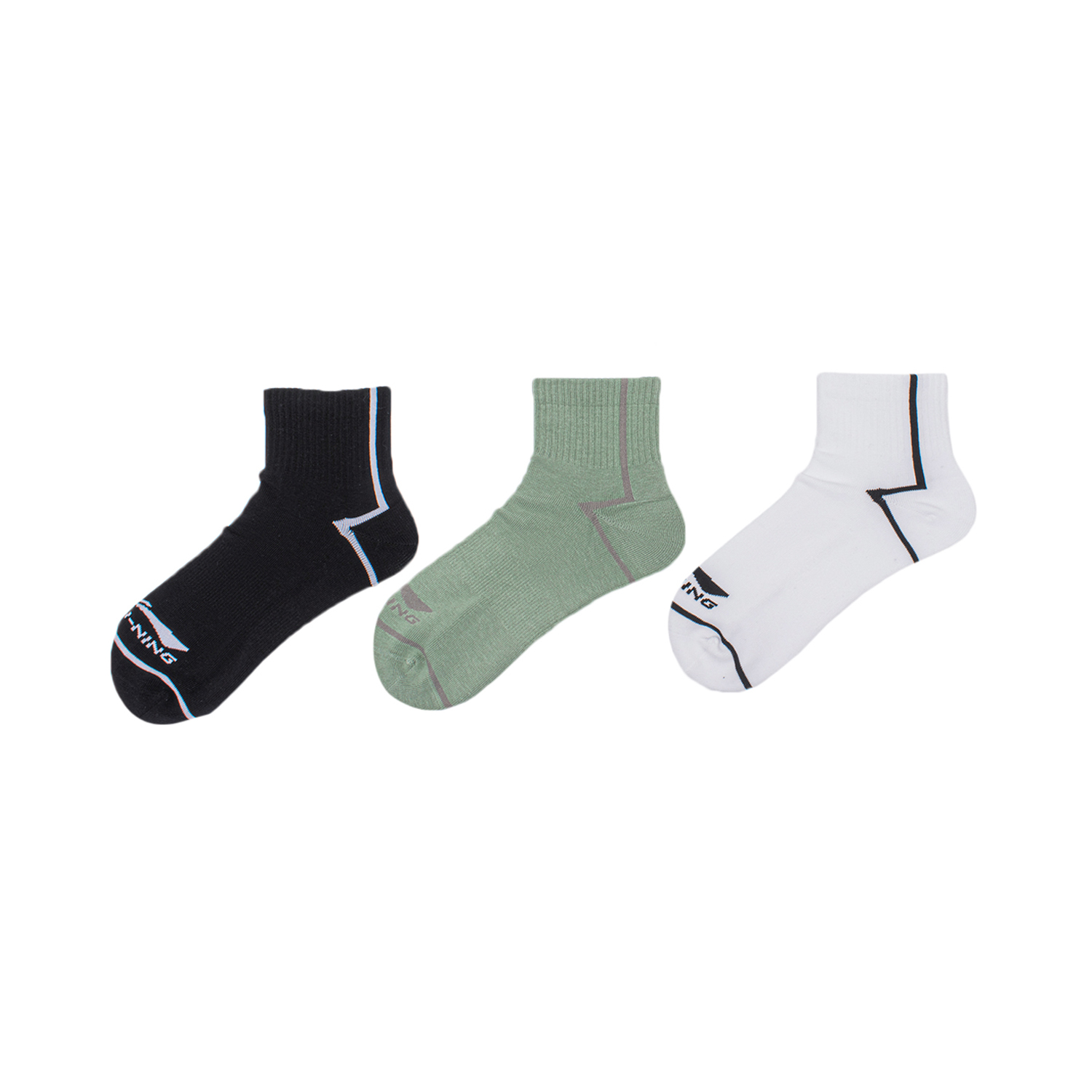 Li Ning Sports Life Collection Ankle Socks Unisex 3 Pack