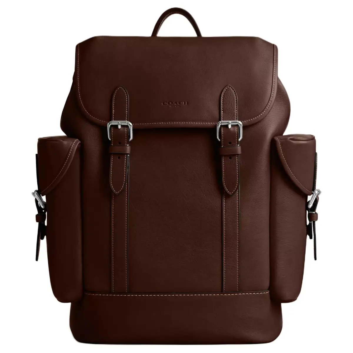 COACH Hitch Natural Grain Leather Backpack Large Men's Maple