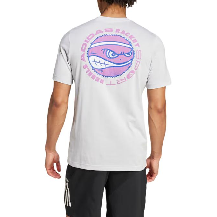 Adidas RACKET SPORT REBELS GRAPHIC T SHIRT Tennis Top Men’s Dash Gray