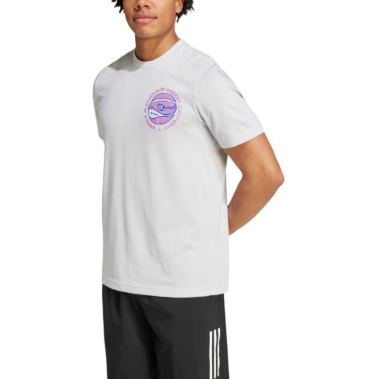 Adidas RACKET SPORT REBELS GRAPHIC T SHIRT Tennis Top Men’s Dash Gray