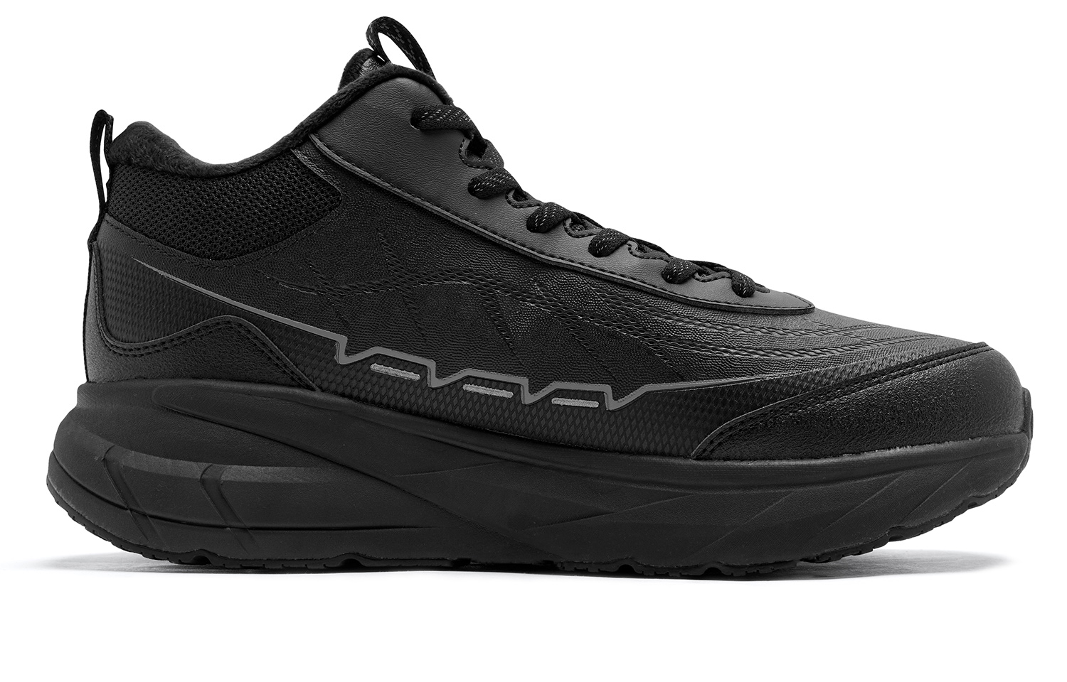 QIAODAN Cushioning Slip Resistant Abrasion Resistant Breathable Thermal Rebound High top Outdoor Shoes Men’s Black