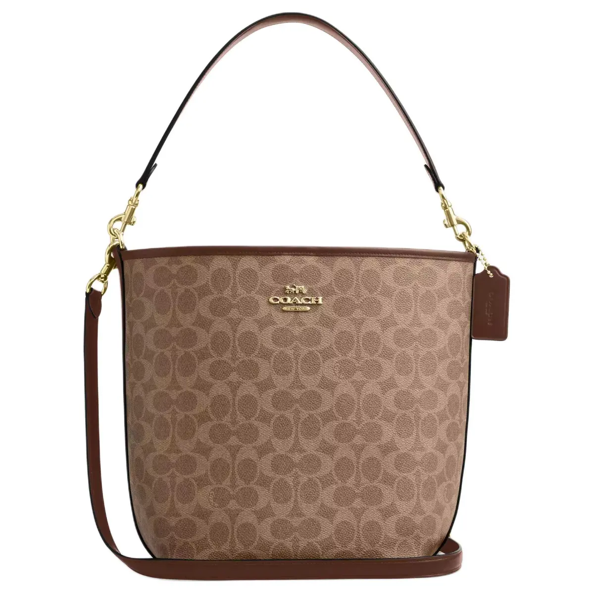 COACH City Bucket Coated Canvas Bucket Bag, Crossbody Handbag, Shoulder Bag Large Women's Tan