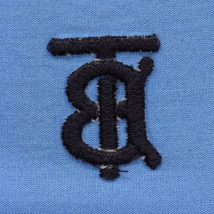 Мужская футболка Burberry Logo Embroidery (синяя) — фото 7