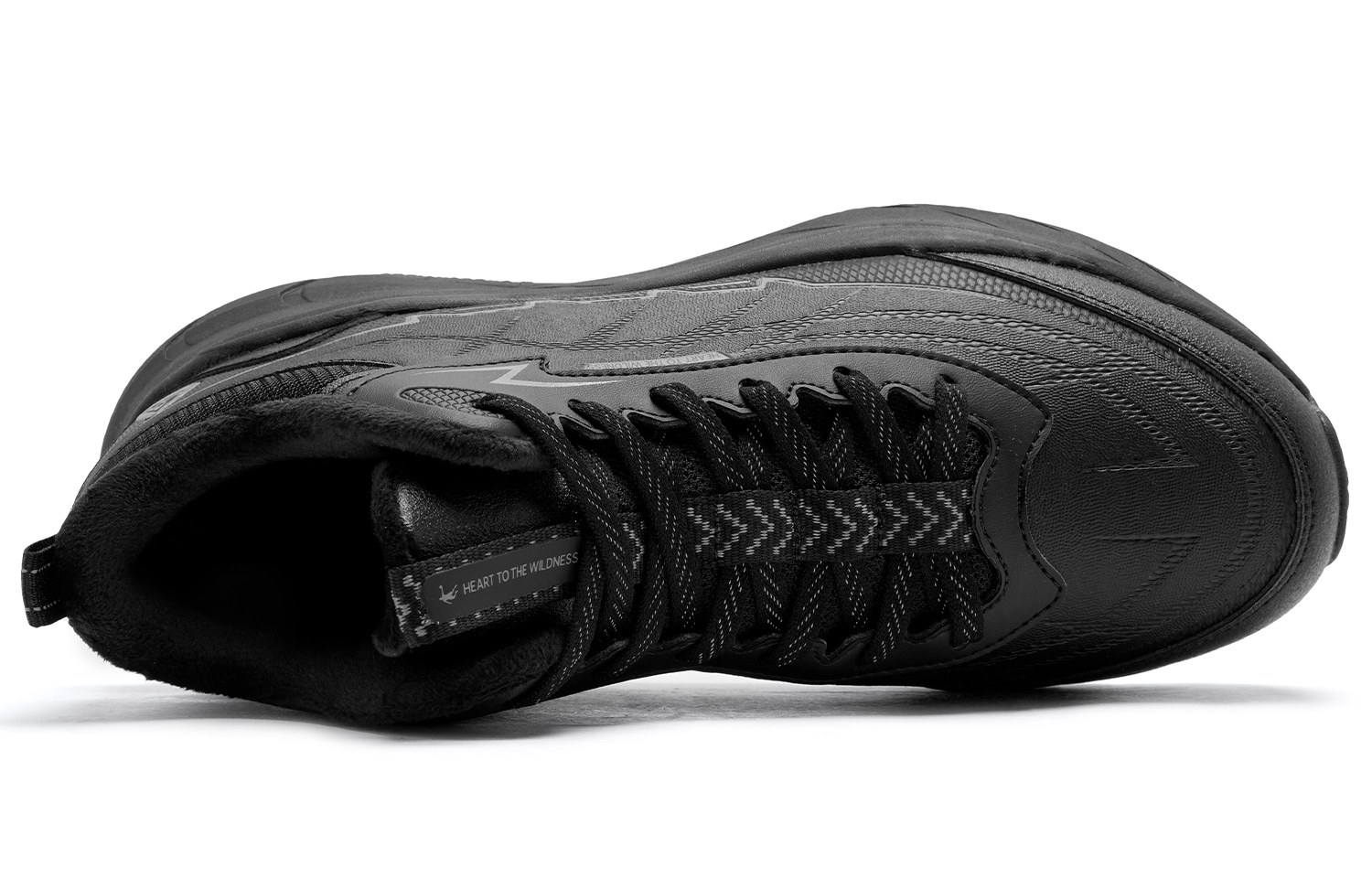 QIAODAN Cushioning Slip Resistant Abrasion Resistant Breathable Thermal Rebound High top Outdoor Shoes Men’s Black