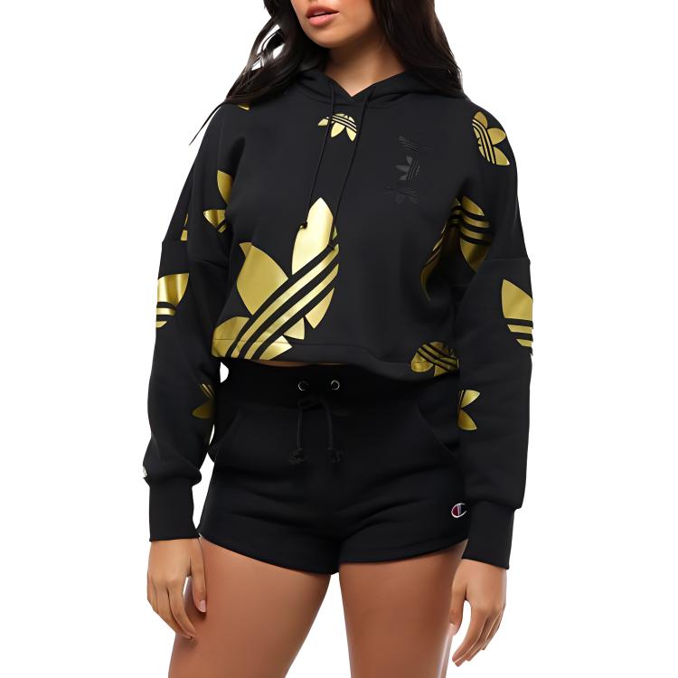 Женское худи adidas originals Lrg Logo C-Hood (черное) — фото 4