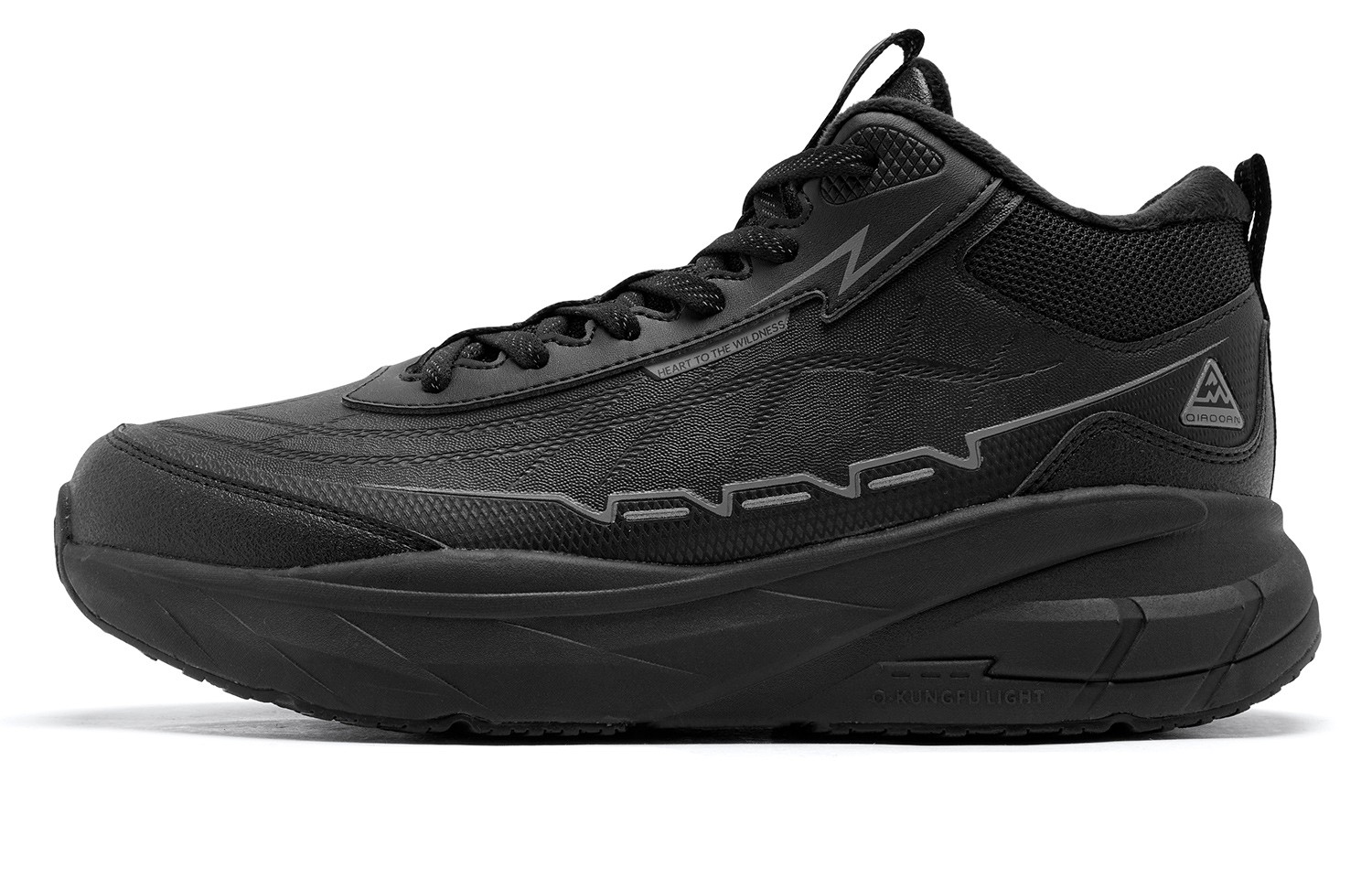 QIAODAN Cushioning Slip Resistant Abrasion Resistant Breathable Thermal Rebound High top Outdoor Shoes Men’s Black