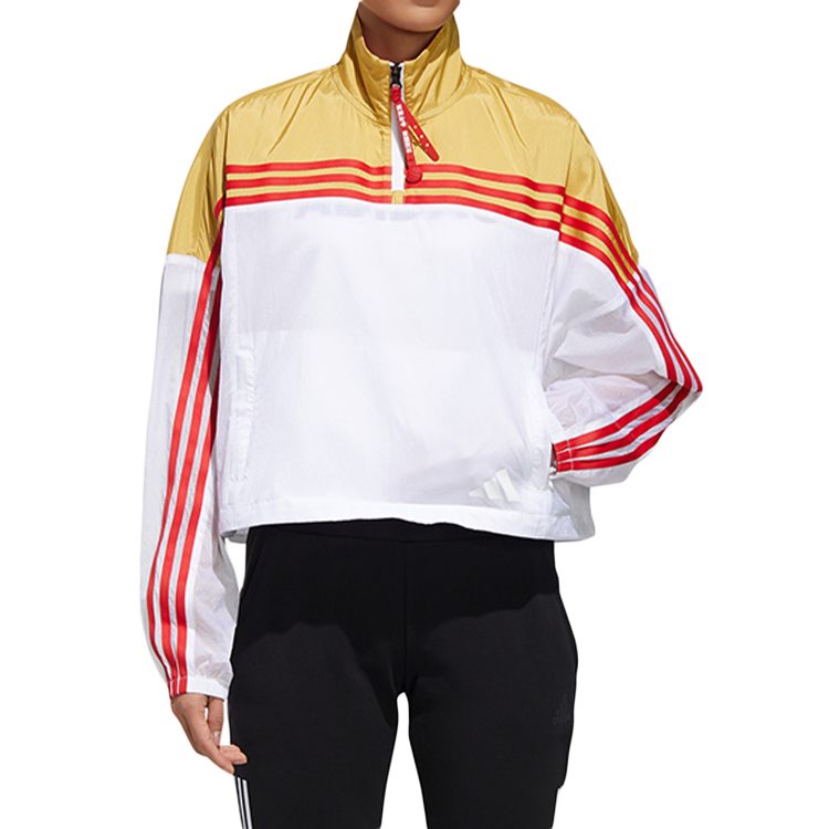 Женская куртка adidas (бело-желтая) — фото 3