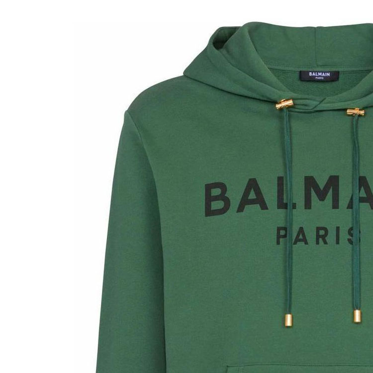 Мужское худи BALMAIN FW22 Logo (зеленое) — фото 5