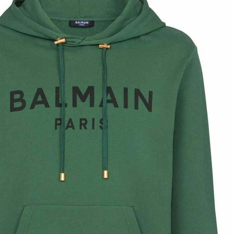Мужское худи BALMAIN FW22 Logo (зеленое) — фото 6