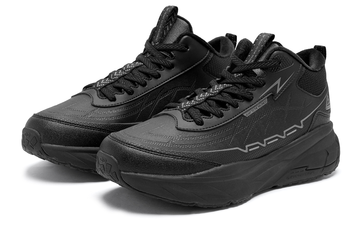 QIAODAN Cushioning Slip Resistant Abrasion Resistant Breathable Thermal Rebound High top Outdoor Shoes Men’s Black