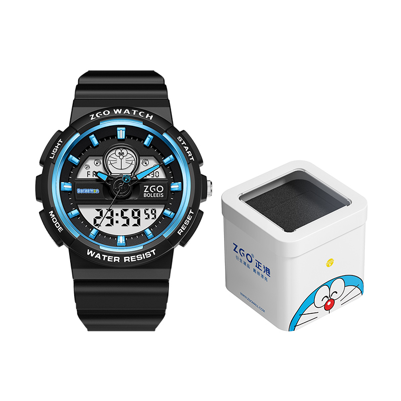 Authentic ZGO x Clearance Doraemon co-branded sports watch for junior and senior high school students, attractive and cute, simple casual versatile gift box version, electronic movement, domestic brand, unisex model, pink dial, 50 meters water resistant